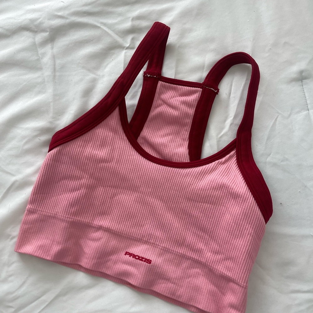 Prozis Two-Tone Pink and Red Sports Bra
